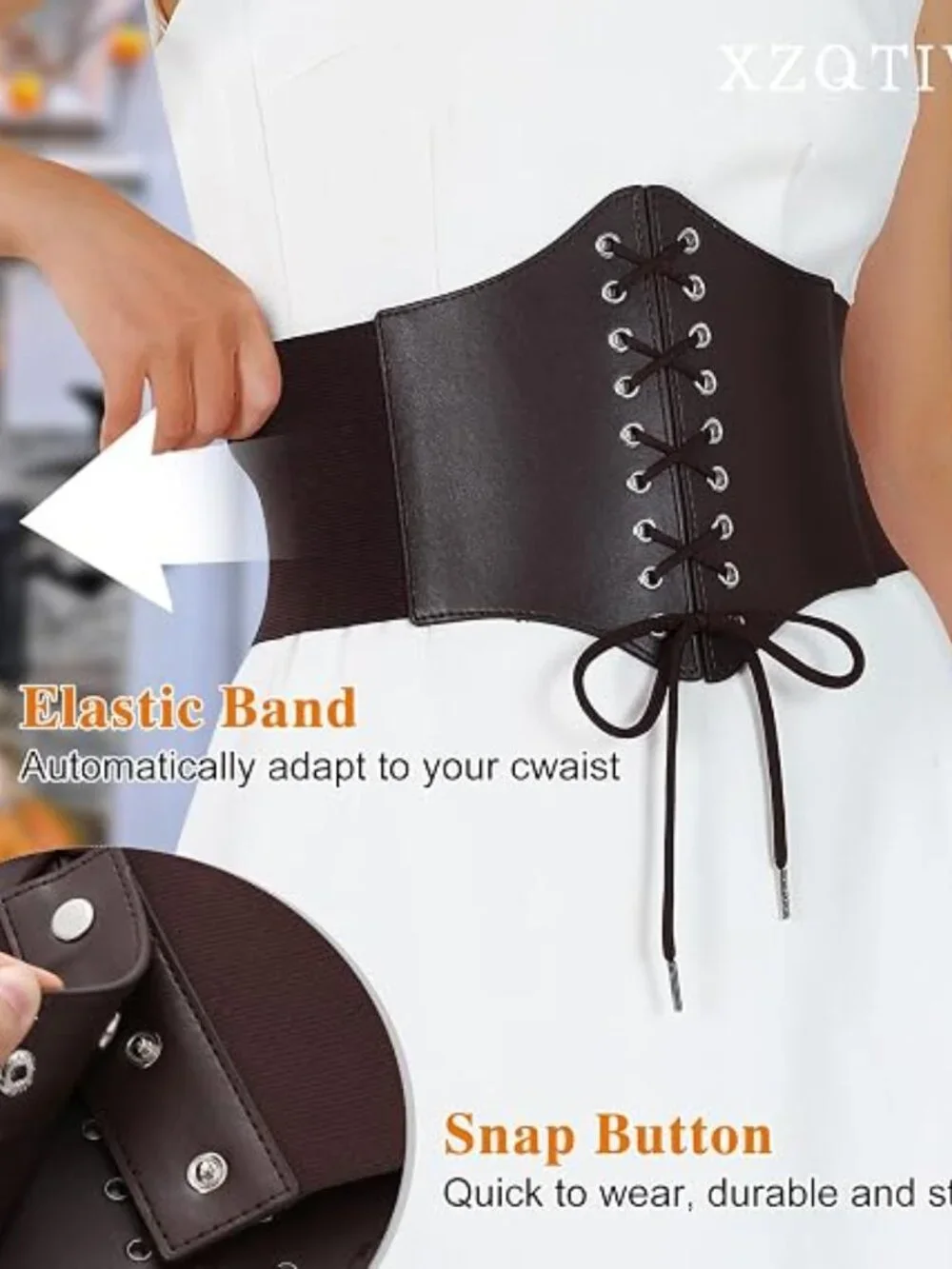 Corset Waist Belt for Women, Wide Elastic Tie Waspie Belt for Dresses 4.7i